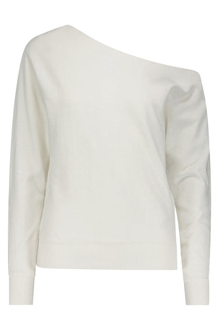 Cotton Cashmere Off The Shoulder Top - White