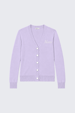 Cotton Cashmere "Nana" Embroidered V Neck Cardigan