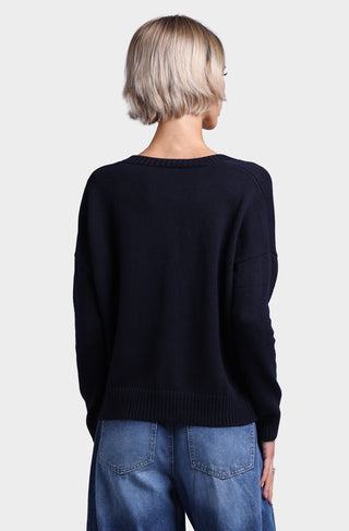 Cotton Cashmere Boxy V Neck Top