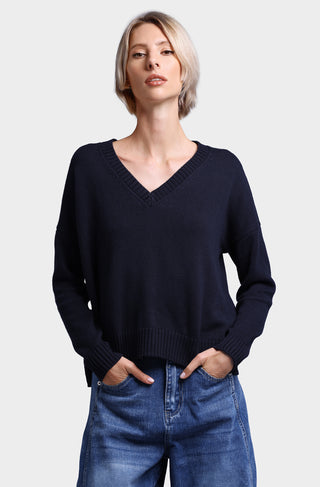 Cotton Cashmere Boxy V Neck Top