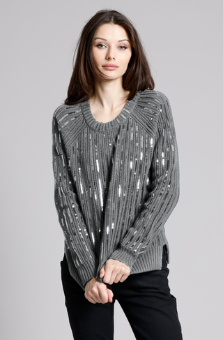 Cotton Cashmere Sequin Shaker Crew