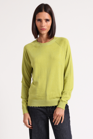 Cotton Cashmere Frayed Edge Crew