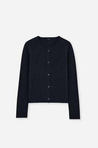 Sheer Luxury Cashmere Cardigan with Rolled Trims