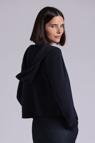 Cotton Shaker Hooded Flyaway Cardigan