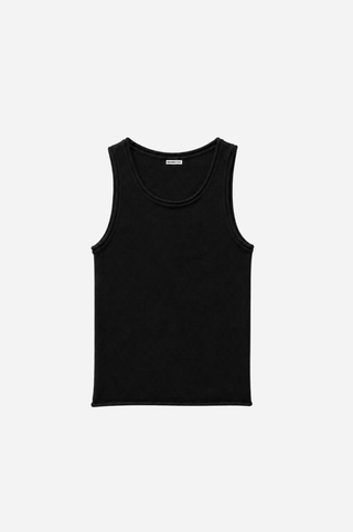 Sheer Luxury Cashmere Crew Neck Tank with Rolled Edges