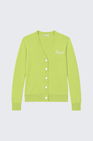 Cotton Cashmere "Nana" Embroidered V Neck Cardigan