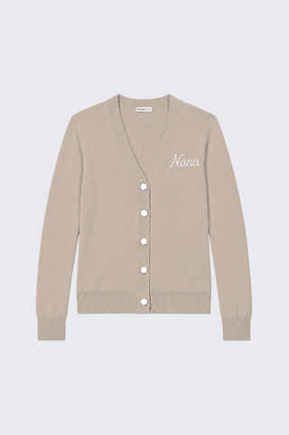 Cotton Cashmere "Nana" Embroidered V Neck Cardigan