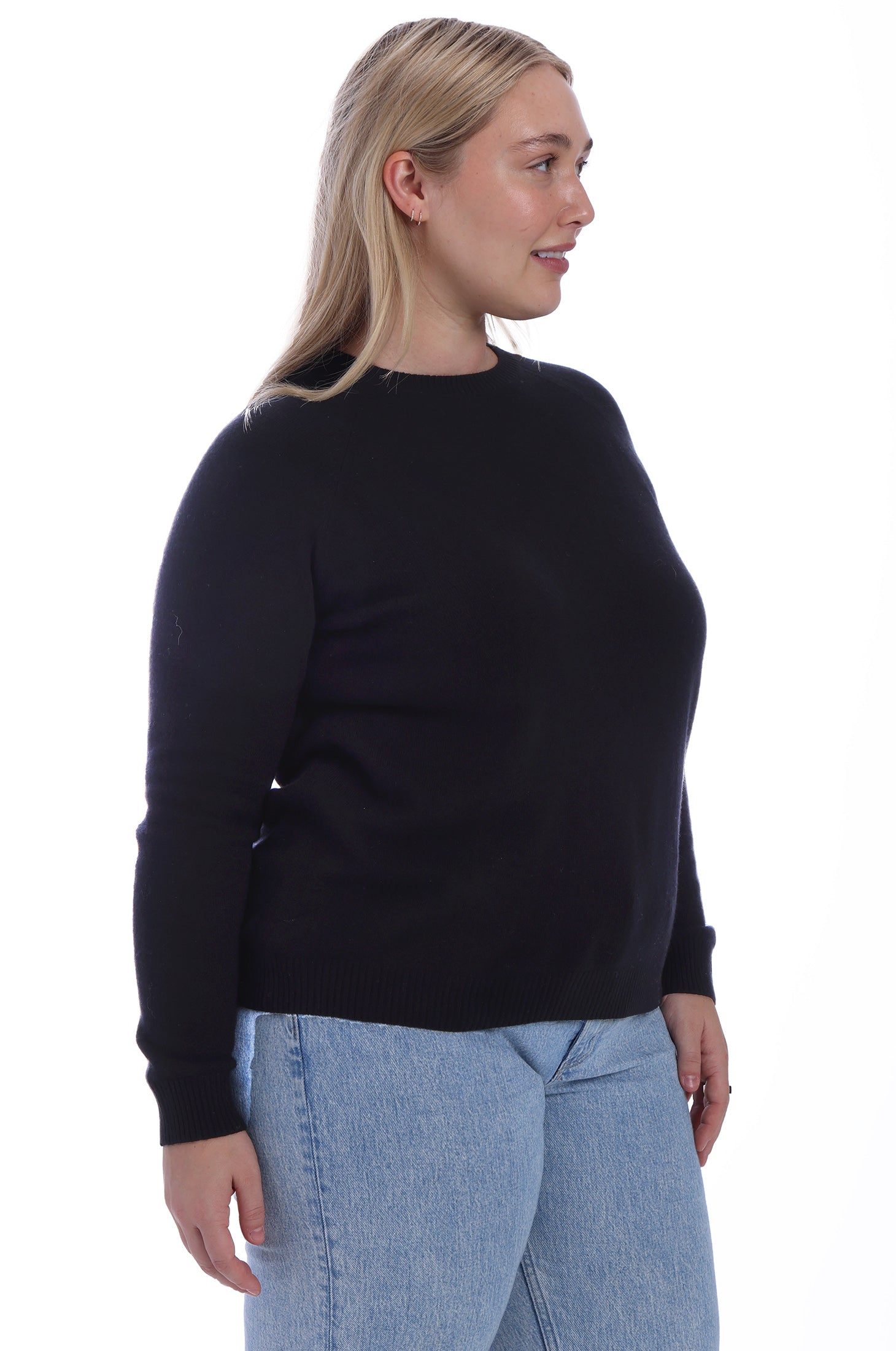 Plus Cashmere Long Sleeve Shrunken Crew – Minnie Rose