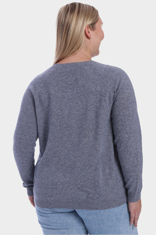 Plus Cashmere Long Sleeve Shrunken Crew - Grey Shadow