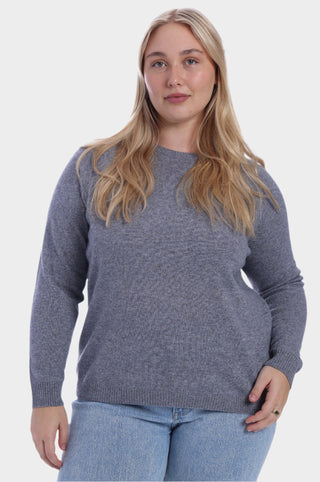 Plus Cashmere Long Sleeve Shrunken Crew - Grey Shadow