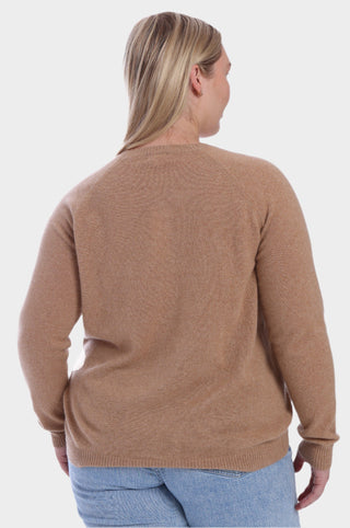 Plus Cashmere Long Sleeve Shrunken Crew - Camel