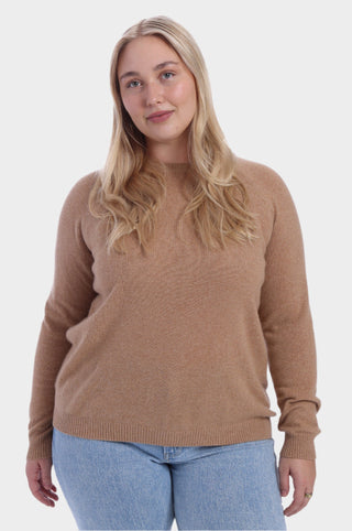 Plus Cashmere Long Sleeve Shrunken Crew - Camel