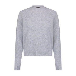 Cashmere Long Sleeve Shrunken Crewneck Sweater- Grey Shadow