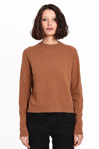 Cashmere Long Sleeve Shrunken Crewneck Sweater- Dark Vicuna