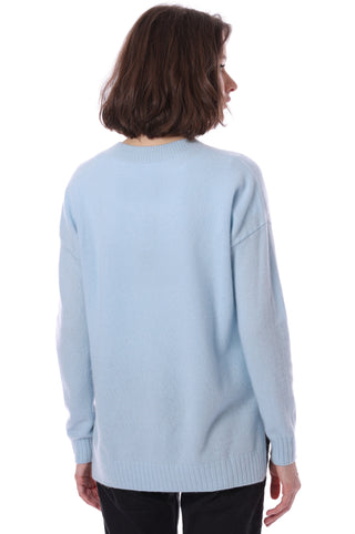 Cashmere Long and Lean V-Neck Sweater- Baby Blue