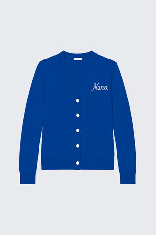 Cotton Cashmere "Nana" Embroidered V Neck Cardigan