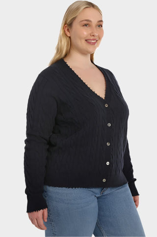 Cotton Plus Frayed Cable Cardigan