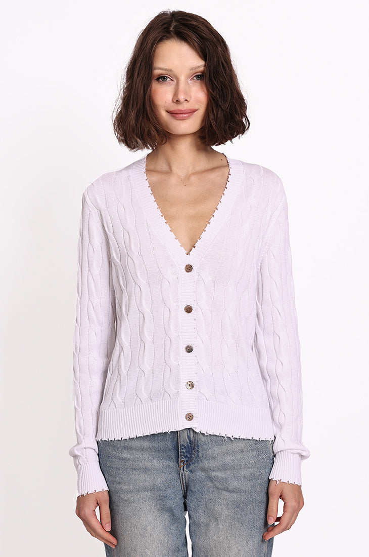 Cotton Frayed Cable Cardigan – Minnie Rose