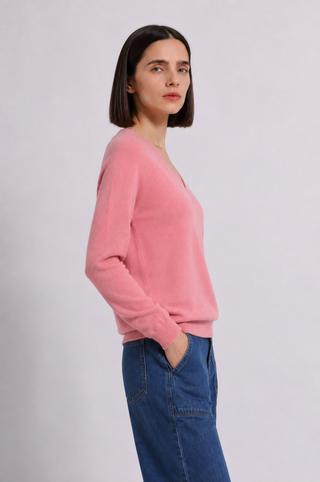 Cashmere Long Sleeve Shrunken V Neck