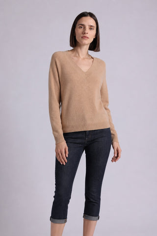 Cashmere Long Sleeve Shrunken V Neck