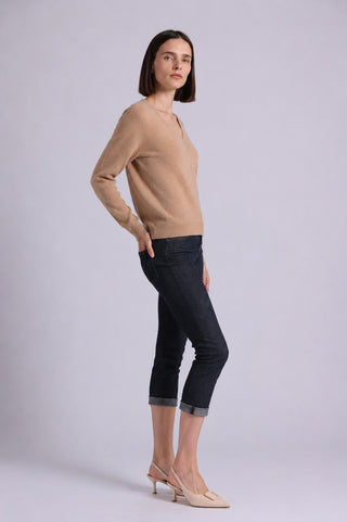 Cashmere Long Sleeve Shrunken V Neck