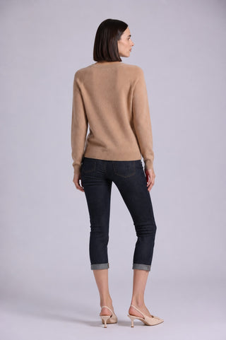 Cashmere Long Sleeve Shrunken V Neck