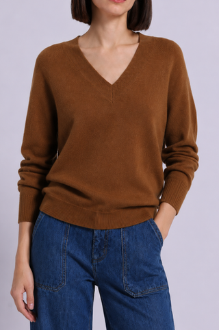 Cashmere Long Sleeve Shrunken V Neck
