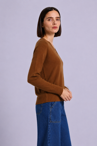 Cashmere Long Sleeve Shrunken V Neck