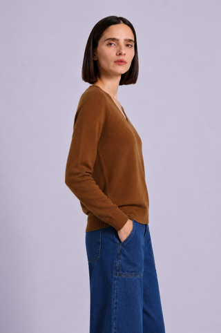 Cashmere Long Sleeve Shrunken V Neck