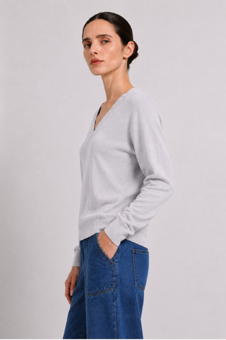 Cashmere Long Sleeve Shrunken V Neck