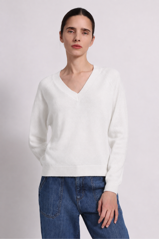 Cashmere Long Sleeve Shrunken V Neck