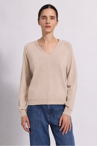 Cashmere Long Sleeve Shrunken V Neck