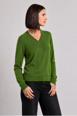 Cashmere Long Sleeve Shrunken V Neck