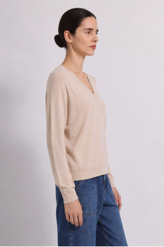 Cashmere Long Sleeve Shrunken V Neck