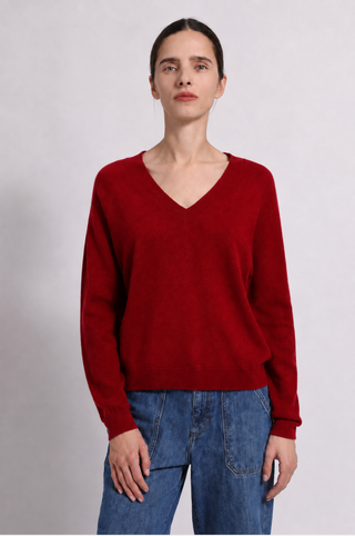 Cashmere Long Sleeve Shrunken V Neck