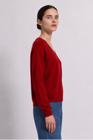 Cashmere Long Sleeve Shrunken V Neck