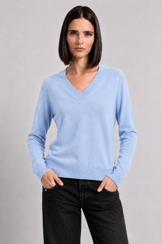 Cashmere Long Sleeve Shrunken V Neck