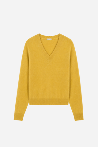 Cashmere Long Sleeve Shrunken V Neck