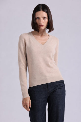 Cashmere Long Sleeve Shrunken V Neck