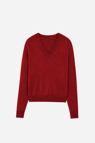 Cashmere Long Sleeve Shrunken V Neck