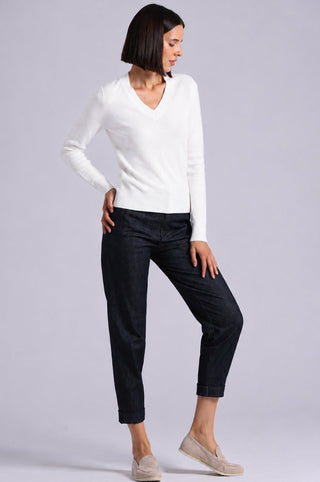 Cashmere Long Sleeve Shrunken V Neck