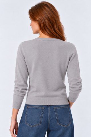 Cotton Cashmere "Nana" Embroidered V Neck Cardigan