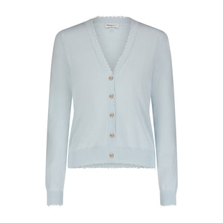 Cotton Cashmere Frayed Cardigan -Baby Blue