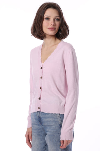 Cotton Cashmere Frayed Cardigan -Dior Pink