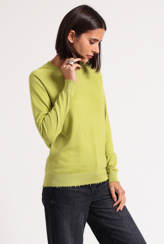 Cotton Cashmere Frayed Edge Crew