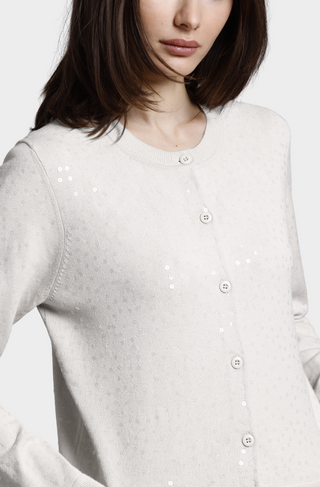 Viscose Sequin Cropped Crew Cardigan