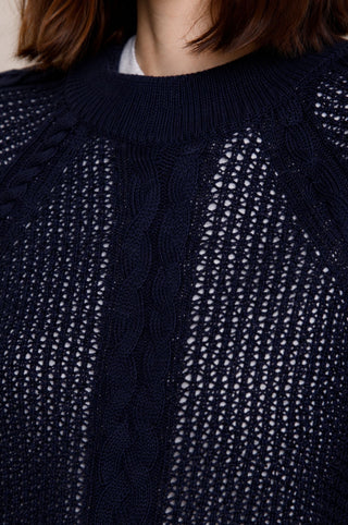 Long Sleeve Mixed Cable Stitch Crew
