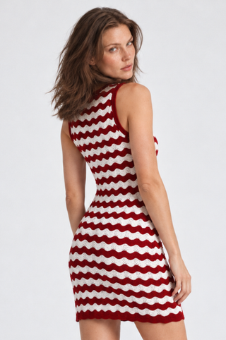 Scallop Stripe Tank Dress