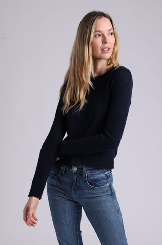 Southern Cashmere Raglan Crew With Rolled Trims