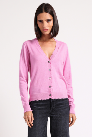 Cotton Cashmere Frayed Cardi